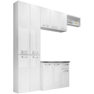 Conjunto Cozinha Itatiaia Amanda 4 peças Branco com Paneleiro, Balcão / Gabinete, Armário Aéreo, Nicho aberto decorativo, com Suqueira Diamond 1,8L li