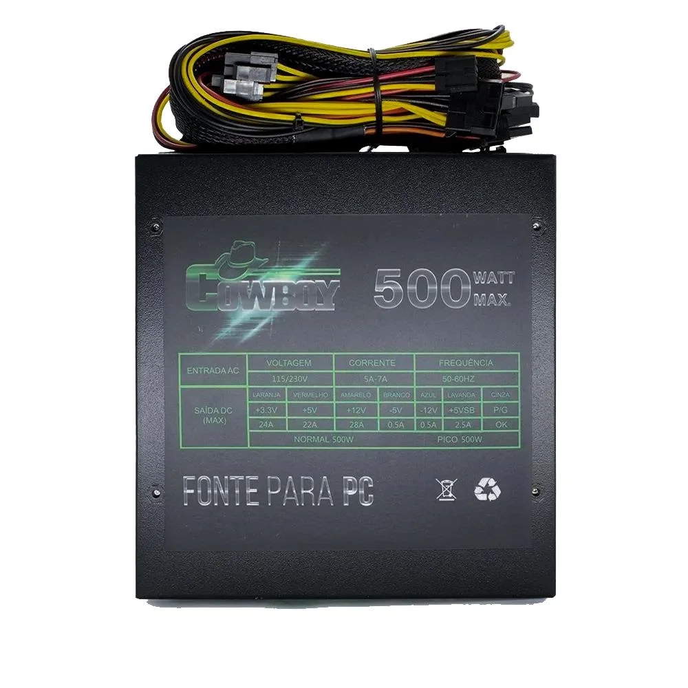 Imagem 5 de 5 do produto Fonte Knup Cowboy, 500W, Para PC Gamer - KP-534