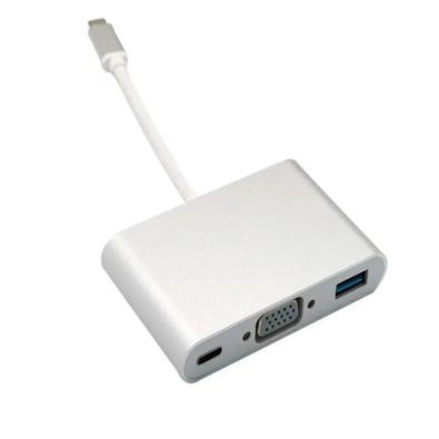 Cabo Adaptador USB-C 3.1 Type-C 3 em 1, VGA/USB-C/USB 3.0