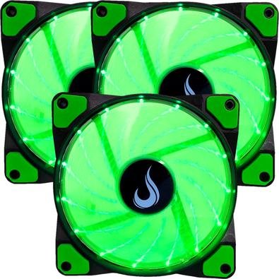 Kit 3 Cooler Fan Rise Mode 120mm Led Verde - Rm-wn-01-bg