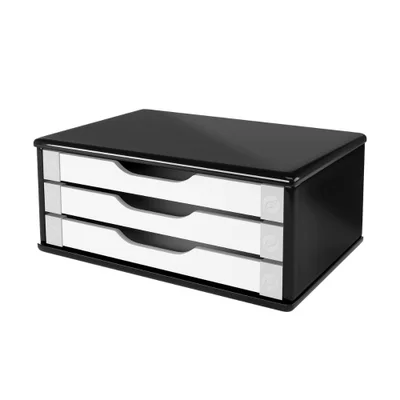 Suporte Para Monitor De Mesa, Articulável, Com 3 Gavetas, Black Piano E Branco, 3349