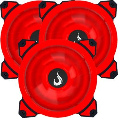 Kit 3 Cooler Fan Rise Mode Galaxy G1 - Led 120mm Vermelho