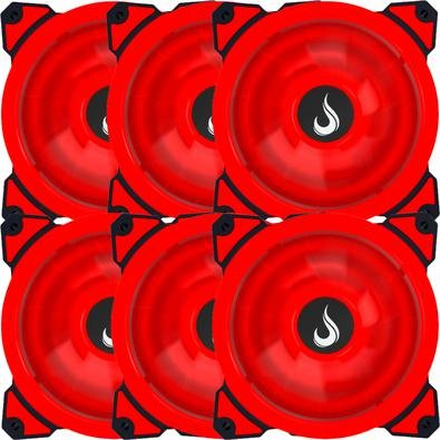 Kit 6 Cooler Fan Rise Mode Galaxy G1 - Led 120mm Vermelho