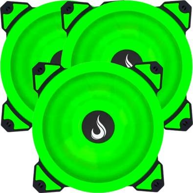 Kit 3 Cooler Fan Rise Mode Galaxy G1 - Led 120mm Verde