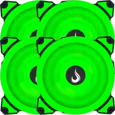 Kit 4 Cooler Fan Rise Mode Galaxy G1 - Led 120mm Verde