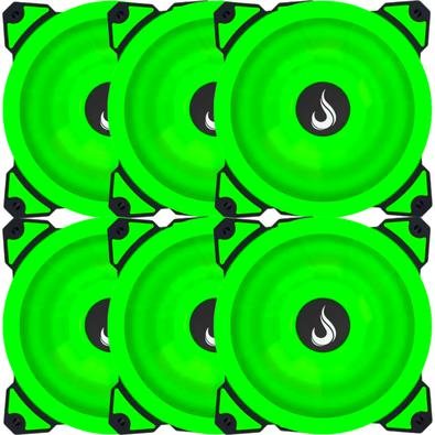 Kit 6 Cooler Fan Rise Mode Galaxy G1 - Led 120mm Verde