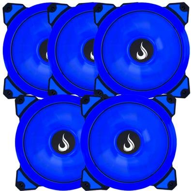 Kit 5 Cooler Fan Rise Mode Galaxy G1 - Led 120mm Azul