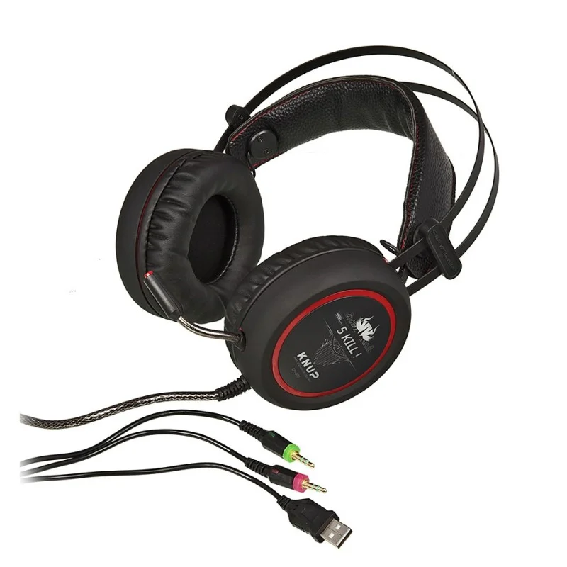 Imagem 4 de 5 do produto Headset Gamer Knup, LED RGB, Surround Effect Virtual 7.1, Driver 40mm, P2, USB, Compatibilidade com PC, Notebook, X Box, Ps 4, Preto