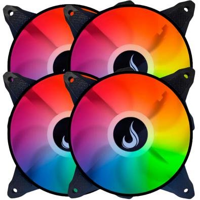 Kit 4x Cooler Fan, Led Rgb, 120mm, Rise Mode, Aqua - RM-MB-03-12VATENÇÃO: ESSE COOLER SÓ ASCENDERÁ OS LEDS RGB CASO SUA PLACA MÃE POSSUA A CONEXÃO RGB