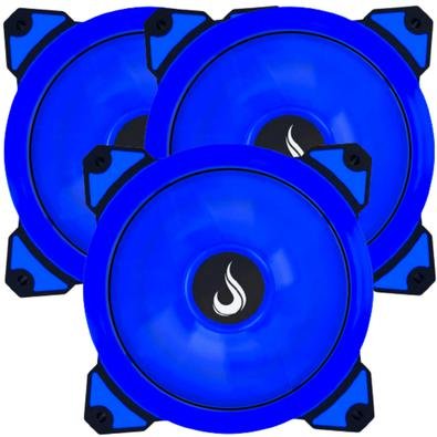 Kit 3 Cooler Fan Rise Mode Galaxy G1 - Led 120mm Azul