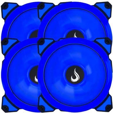 Kit 4 Cooler Fan Rise Mode Galaxy G1 - Led 120mm Azul