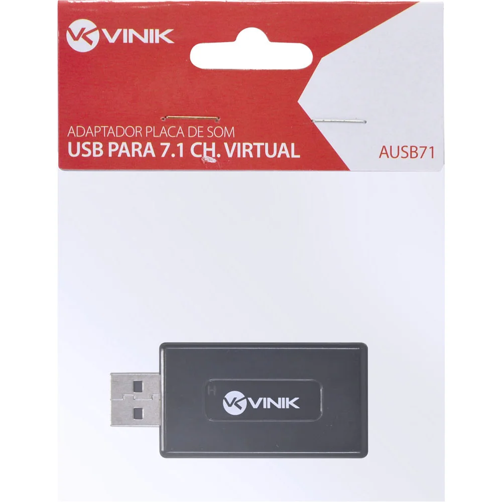 Imagem 3 de 5 do produto Placa De Som Externa USB, Vinik Ausb71, Som Virtual 7.1