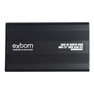 Case Para HD Exbom Externo, SATA 2.5, USB, Alumínio Resistente, Preto