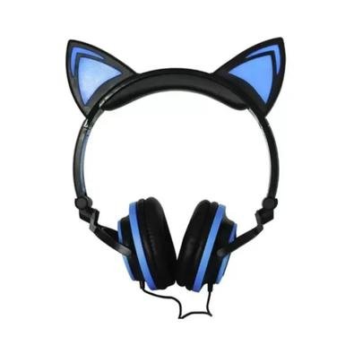 Fone Ouvido Orelha De Gato, C/Led, exbom, Preto/Azul - Hf-c22 | KaBuM!