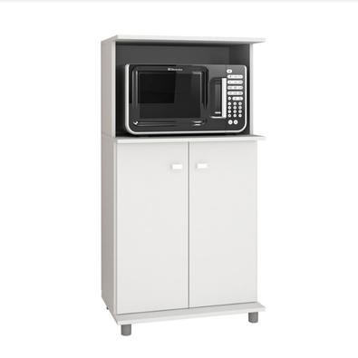 Balcão Multiuso Organizador Tecnomobili BL3307, possui duas portas, espaço para colocar forno e/ou microondas, estrutura em MDP, acabamento em pintura