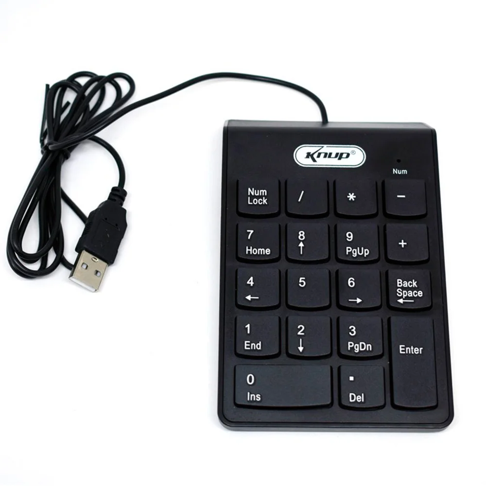 Imagem 4 de 5 do produto Teclado Numérico Com Fio USB 2.0 Knup 18 Teclas Plug and Play Preto Notebook PC - KP-2003A