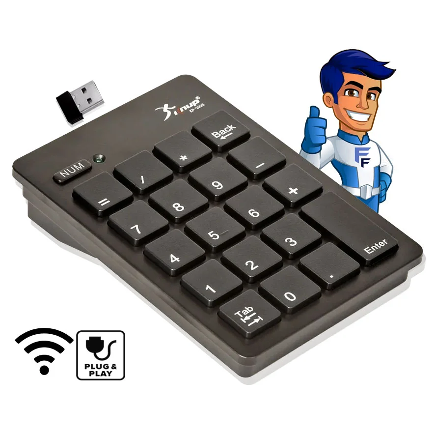 Imagem 5 de 5 do produto Teclado Usb Numerico Notebook 2.4 Sem Fio 20 Teclas Kp-2038