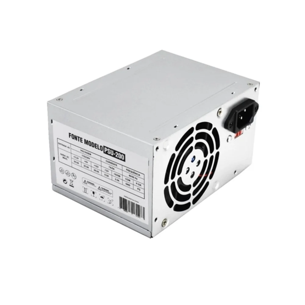 Fonte Evus ATX, 200W, 12V, Sem Cabo, 24P, 2SATA, Com Caixa - PS-200