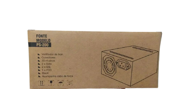 Imagem 4 de 5 do produto Fonte Evus ATX, 200W, 12V, Sem Cabo, 24P, 2SATA, Com Caixa - PS-200
