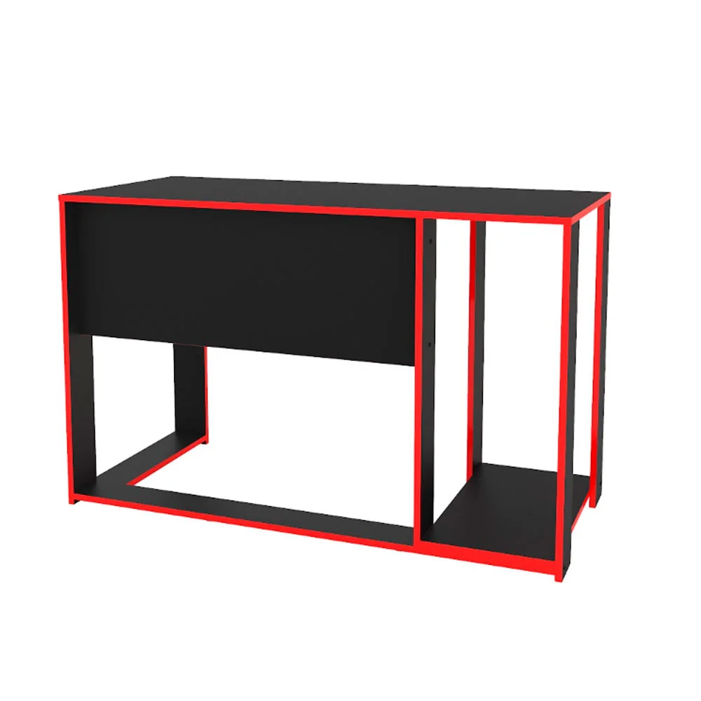 Imagem 2 de 5 do produto Mesa Gamer Politorno Singapura Preto e Vermelho, 1 Nicho, Peso Suportado Até 10Kg no Tampo