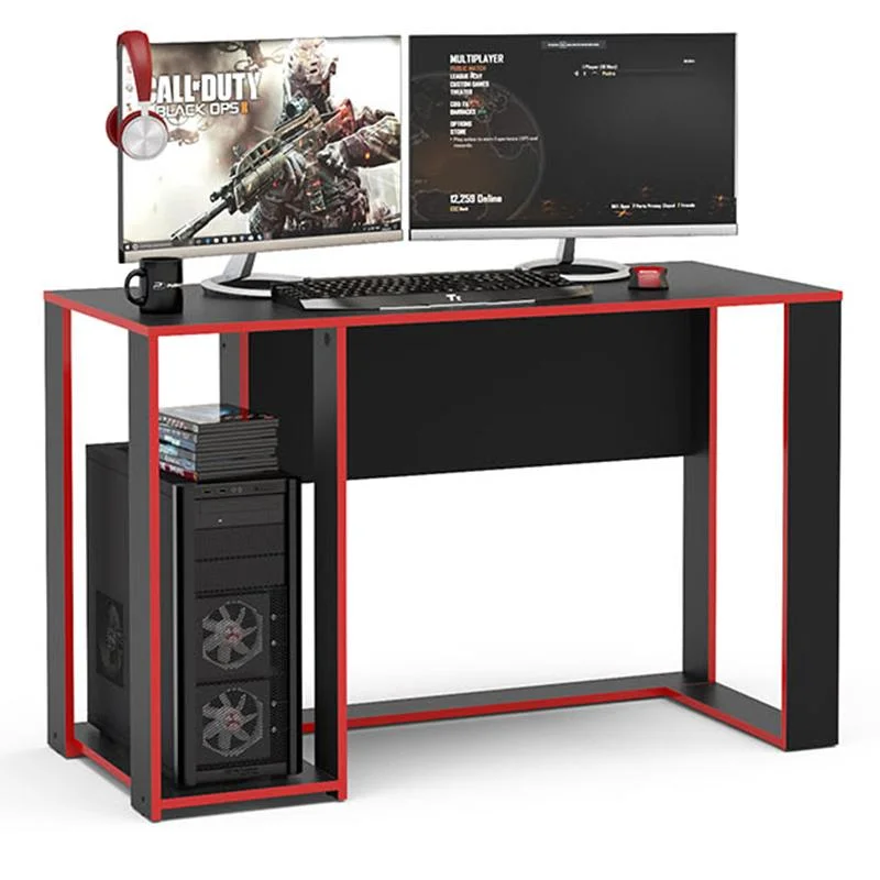Imagem 5 de 5 do produto Mesa Gamer Politorno Singapura Preto e Vermelho, 1 Nicho, Peso Suportado Até 10Kg no Tampo