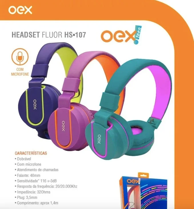 Fone De Ouvido Microfone Dobravel Oex KaBuM