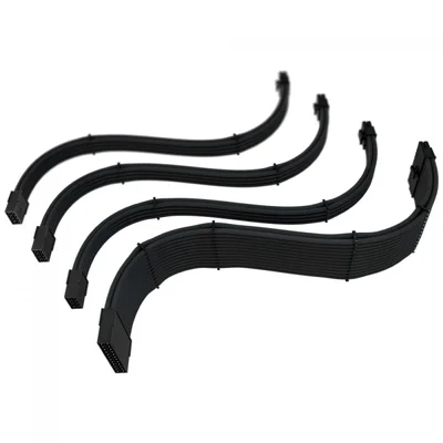 Cabos Extensores Sleeved Rise Mode, 30cm, Banhado A Ouro, Preto, Rm-sl-fb