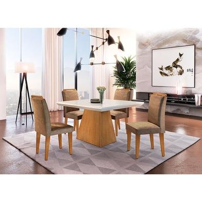 Sala de jantar Aida um produto 100 MDF, composto por peças de muito charme. É a opção perfeita para ambientes compactos que precisam de total aproveit