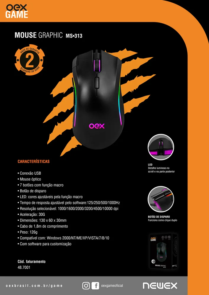 Mouse Gamer Graphic Oex Ms-313 Mouse Gamer Graphic Oex Ms-313