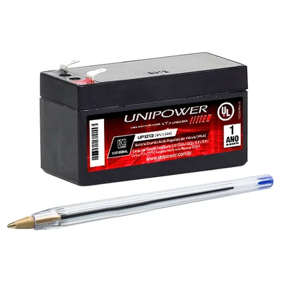 Bateria Selada Unipower Unicoba, 12V, 1.3Ah, Para Elevadores e Relógios de Ponto - VRLA UP1213