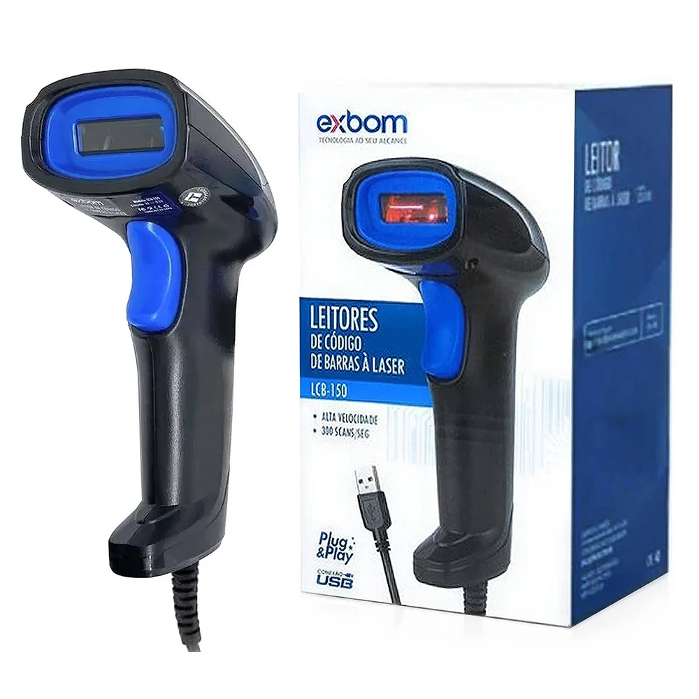 Imagem 5 de 5 do produto Leitor de Código de Barras USB com Fio Layout Padrão de Leitura FEBRABAN para Boletos LCB-150 Exbom