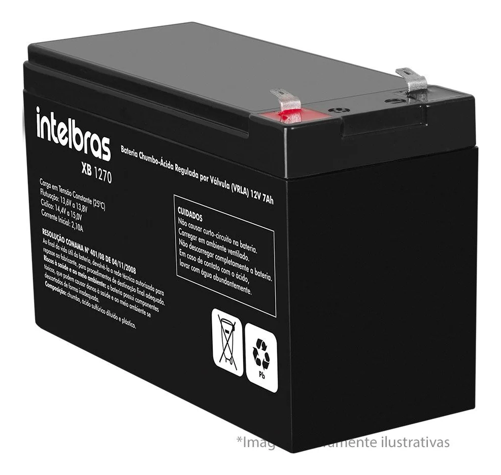 Imagem 3 de 5 do produto Bateria Intelbras Selada Para Nobreak 12v X 7 Amp Xb1270