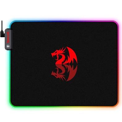 Mousepad Gamer, RGB, Redragon Pluto, 33 X 26 cm, Borda Com LED, Ajuste de Iluminação, Dobrável - P026.