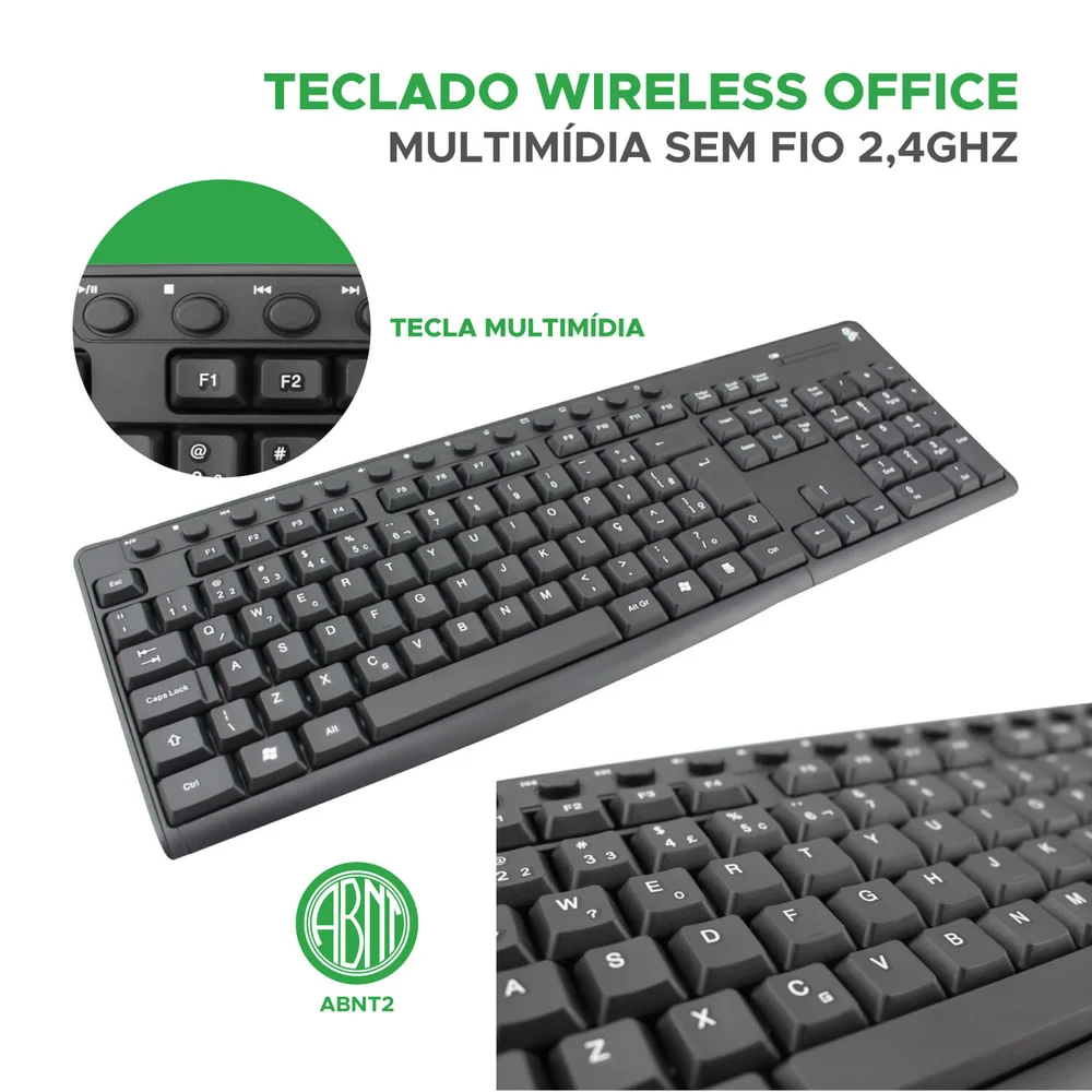 Imagem 2 de 5 do produto KIT Teclado + Mouse S/ Fio 015-0079 Office.