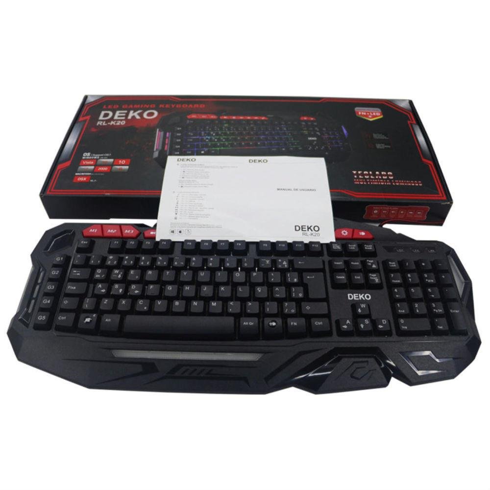 Teclado Gamer Led Rgb Tecla Ghost Luminoso Neon Rl-k20 Deko Teclado Gamer Led Rgb Tecla Ghost Luminoso Neon Rl-k20 Deko