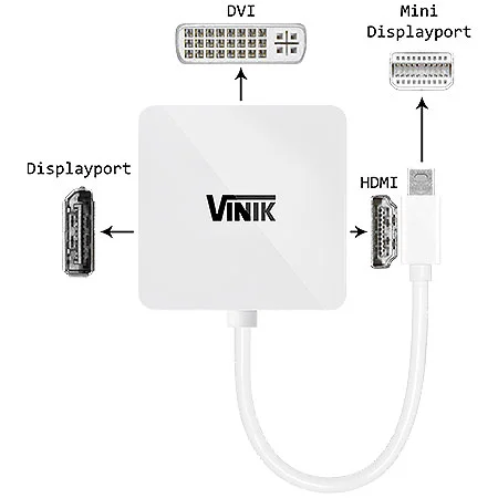 Imagem 4 de 5 do produto ADAPTADOR 3 EM 1 MINI DISPLAYPORT PARA DVI/HDMI/DISPLAYPORT MDP-3IN