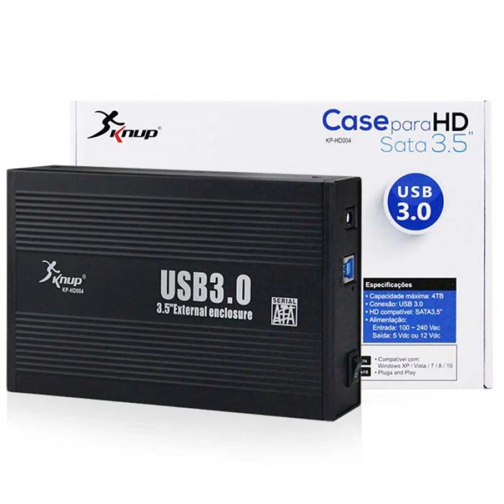 Case HD 3.5 Sata USB 3.0 Preto - Knup Case HD 3.5 Sata USB 3.0 Preto - Knup