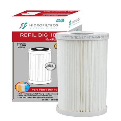 REFIL BIG 10 Elemento Filtrante Plissado Para Ponto De Entrada. Reduzir a sujeira da caixa dágua como areia, barro e limo.