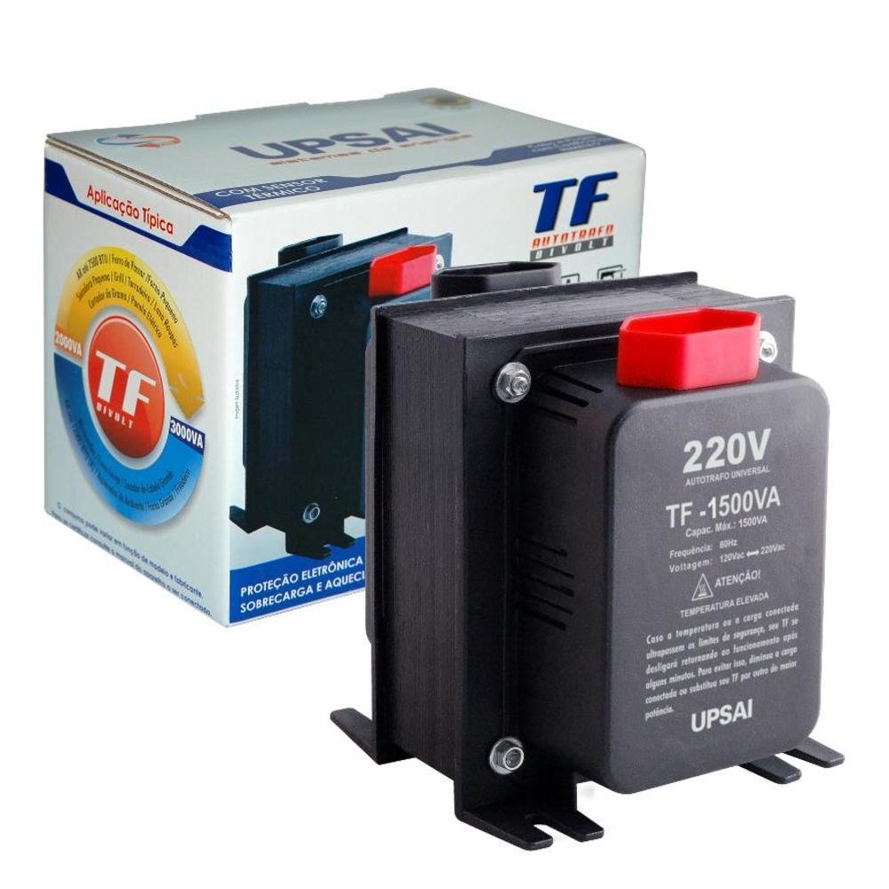 Imagem 1 de 2 do produto Auto Transformador de Voltagem Conversor 1500va Automático Bivolt 110v / 220v ou 220v / 110v Upsai 51000150