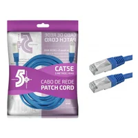 Cabo De Rede Ftp (patch Cord) Rj45 Cat 5e, Blindado, 5 Metros, Azul, Chip Sce, 018-9913