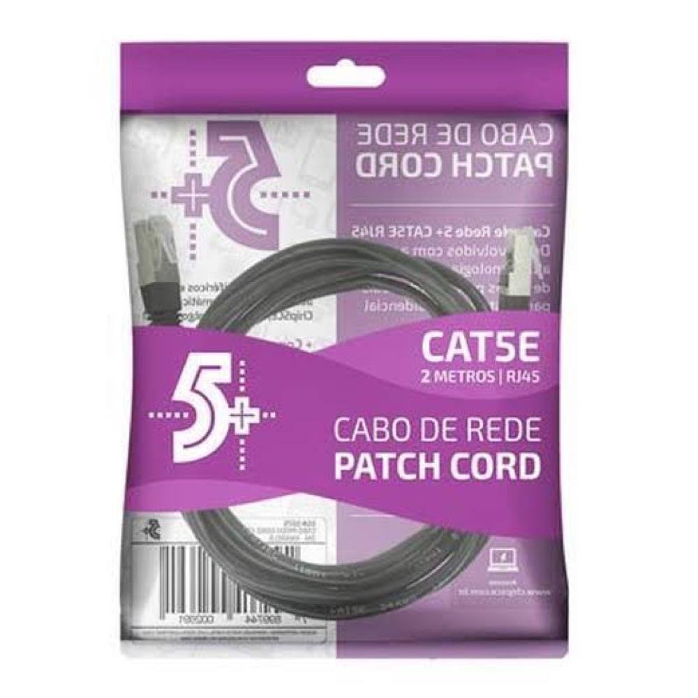 Cabo De Rede Patch Cord Cat5e Ftp Blindado Gigabit 2m Preto 5