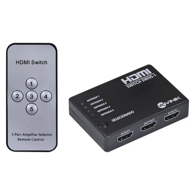 Switch HDMI 5 Entradas 1 Saida 1.3v Com Suporte 3d E 1080p - Swh5-1