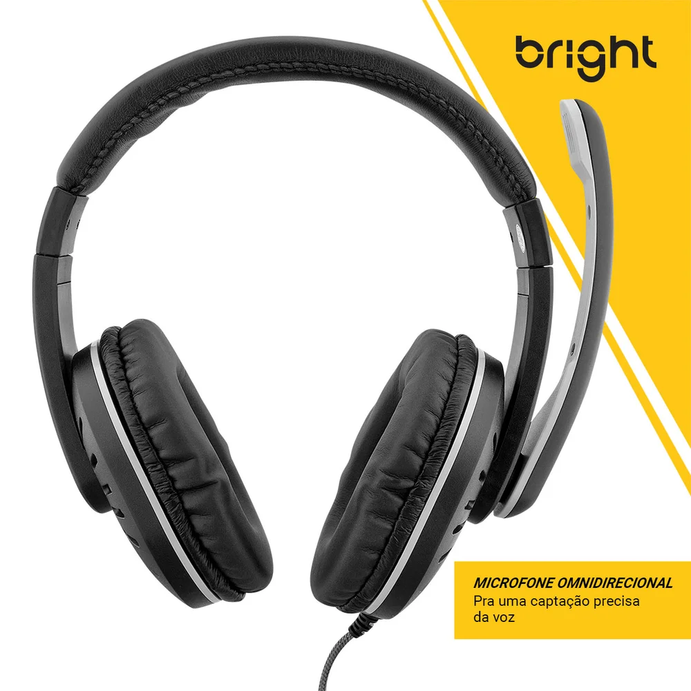 Imagem 2 de 5 do produto Fone De Ouvido Headset Home Haste Regulável Preto E Prata 181 Bright