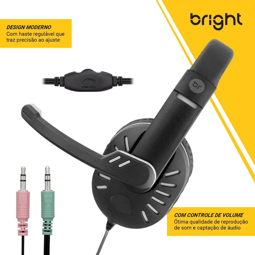Imagem 4 de 5 do produto Fone De Ouvido Headset Home Haste Regulável Preto E Prata 181 Bright