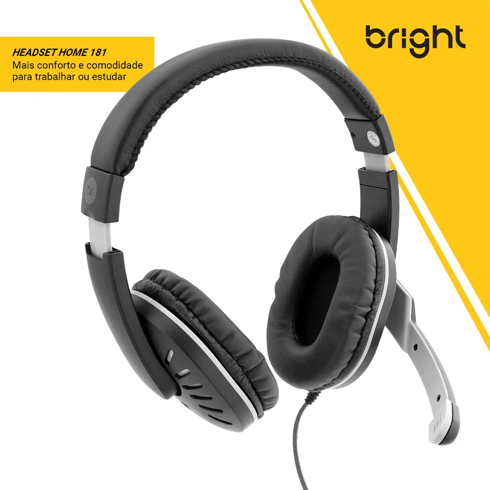 Imagem 5 de 5 do produto Fone De Ouvido Headset Home Haste Regulável Preto E Prata 181 Bright