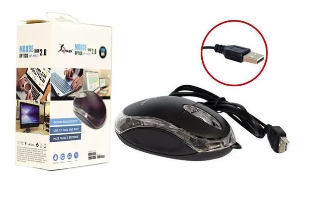 Mouse Knup, USB, Óptico, 1200 DPI, Preto - KP-M611