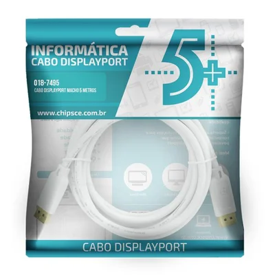 Cabo DisplayPort Info Pix, DisplayPort + DisplayPort 1.2, Branco, 5M