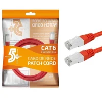 Cabo De Rede Ftp 5+ (patch Cord) Rj45 Cat 6, Blindado, 2 Metros, Vermelho, Chip Sce 018-1085