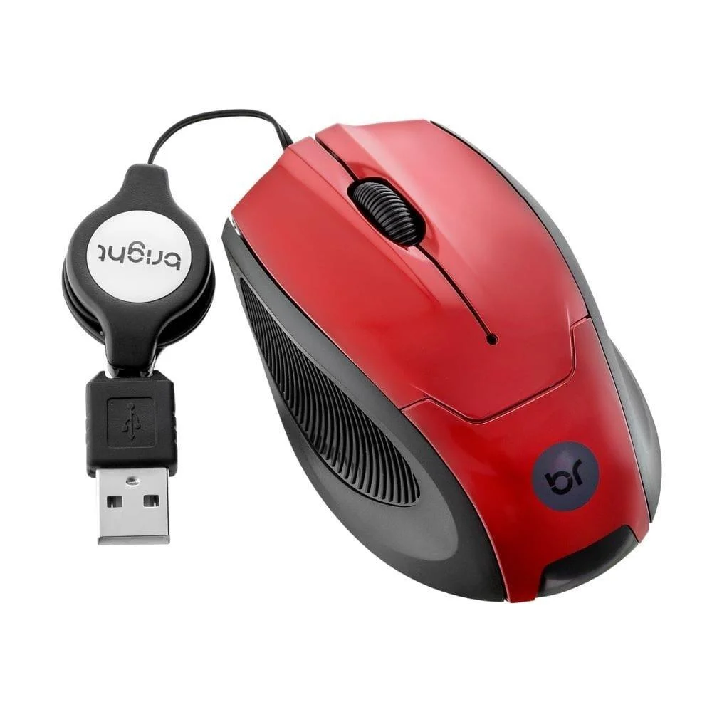 Imagem 2 de 5 do produto Mouse Bright, USB, Retrátil, Vermelho - 101