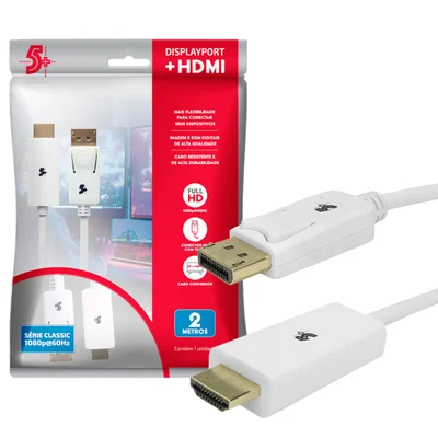 Cabo Displayport 1.2 Para HDMI 2m C/ Trava Branco 075-8821